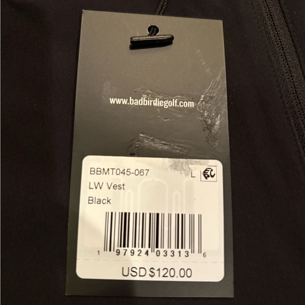 NWT Bad Birdie Men's Bad Elements Wind Golf Vest Size  Large Black - Picture 11 of 14